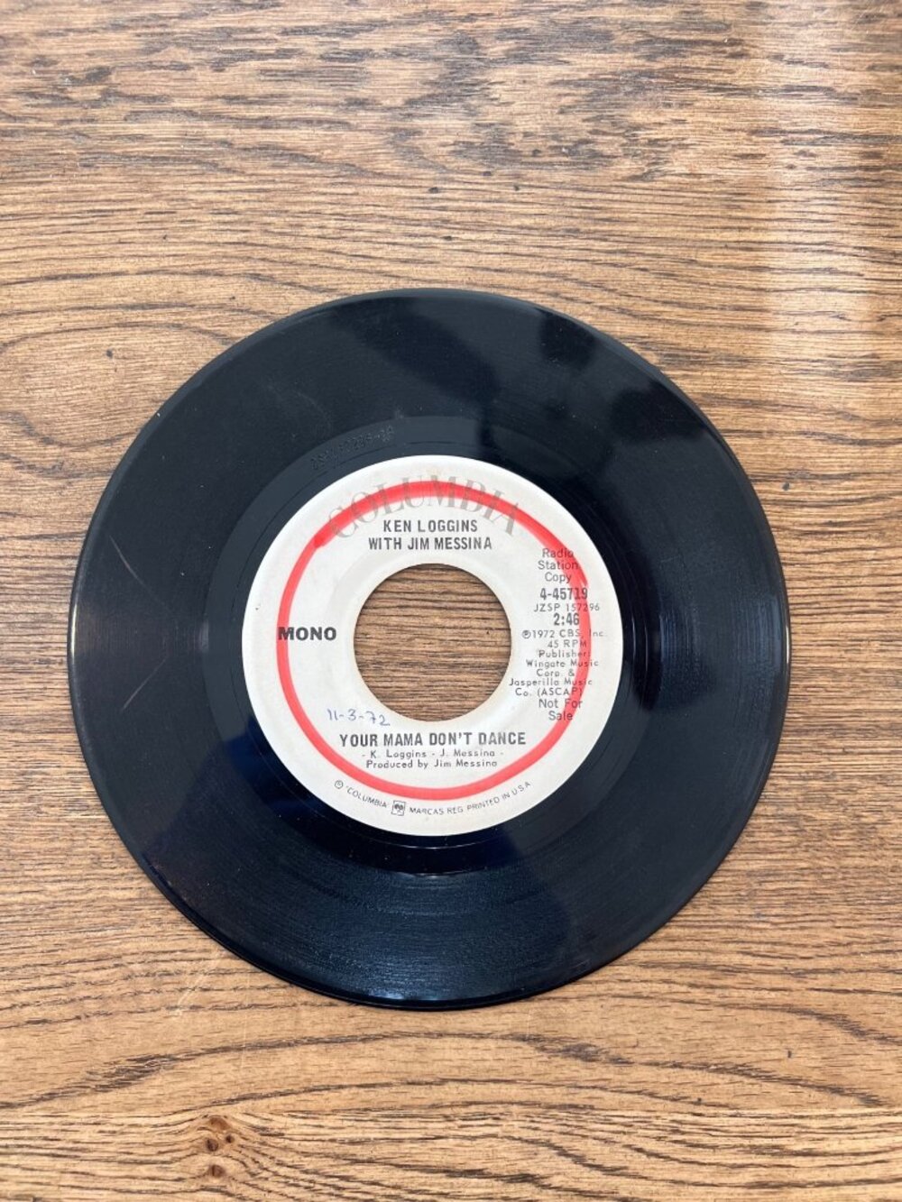 Ken Loggins With Jim Messina - Your Mama Dont Dance - Columbia 45 RPM Promo Copy